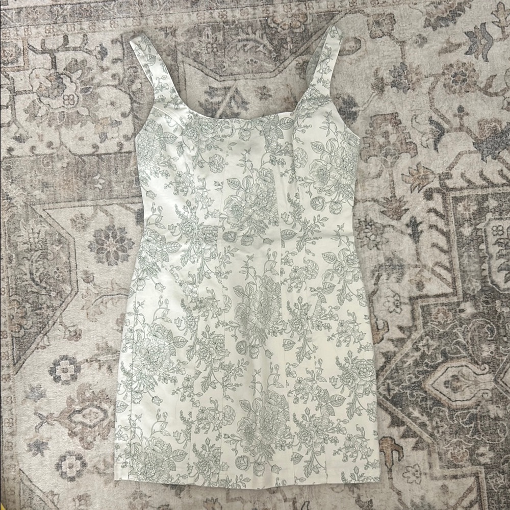 House of Harlow 1960 White and Green Floral Mini Dress